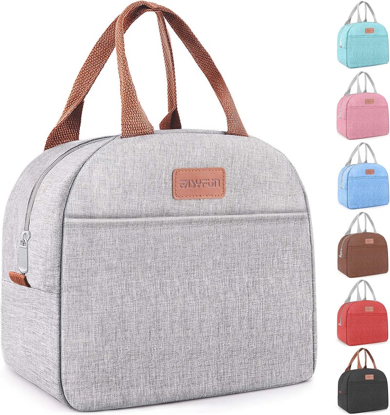 Easyfun Lunch Bag for Women & Men Adult Insulated Lunch Box, Small Leakproof Cooler Food Lunch Containers Reusable High Capacity Lunch Tote Bags for Work, Travel, Outdoor (Grey) - Image 1